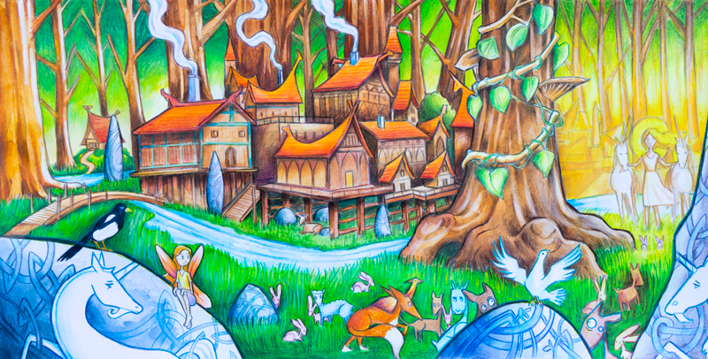 Le-village—conte-l’enfant-et-la-licorne